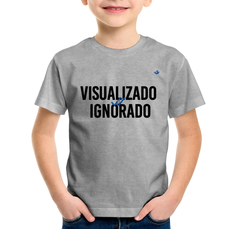 Camiseta Infantil Visualizado e Ignorado - Cinza