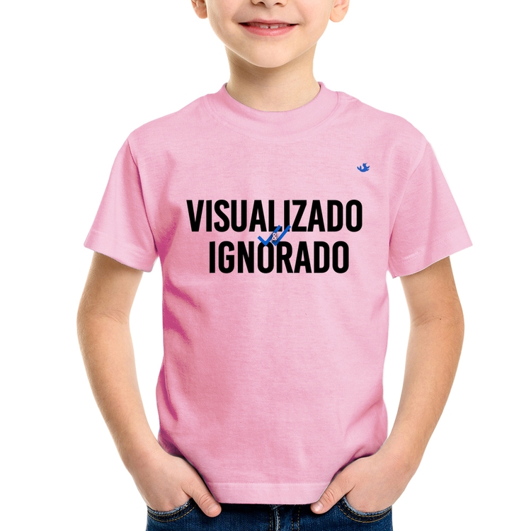 Camiseta Infantil Visualizado e Ignorado - Rosa Bebê