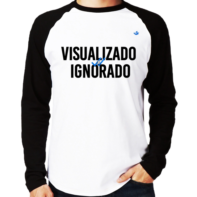 Camiseta Raglan Visualizado e Ignorado Manga Longa