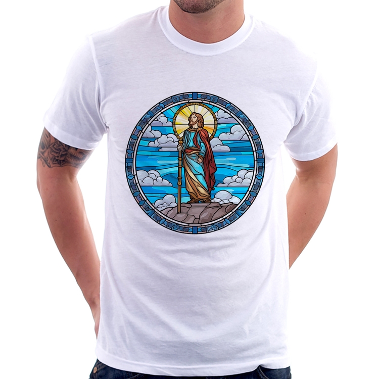 Camiseta Vitral Azul Jesus Cristo