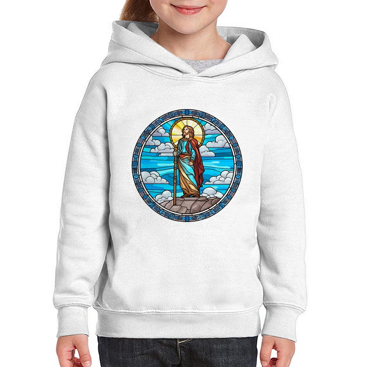 Moletom Infantil Vitral Azul Jesus Cristo