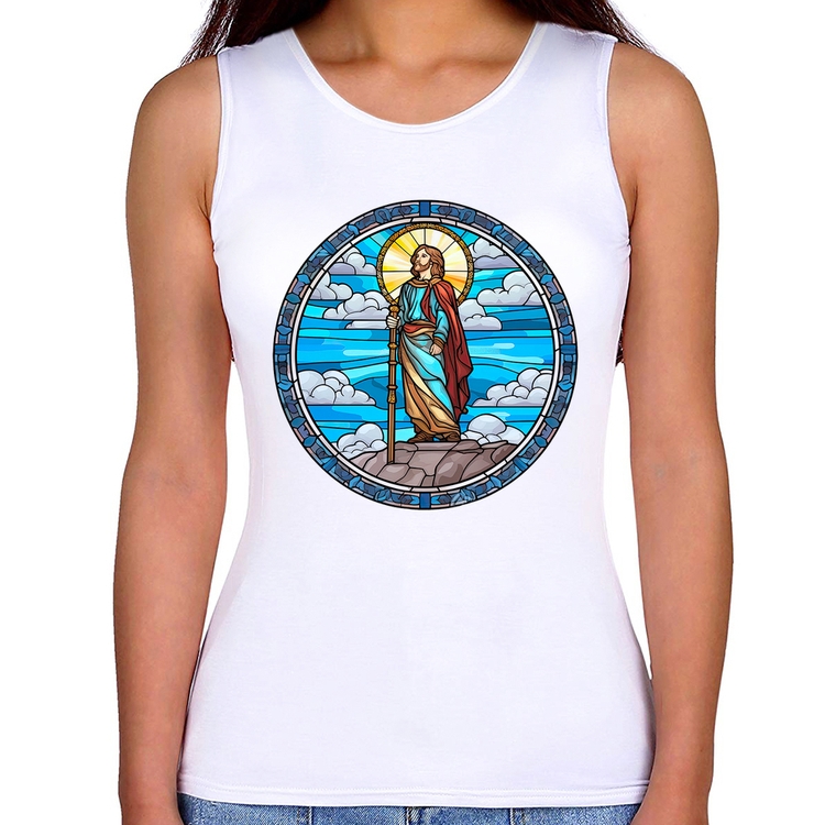 Regata Feminina Vitral Azul Jesus Cristo