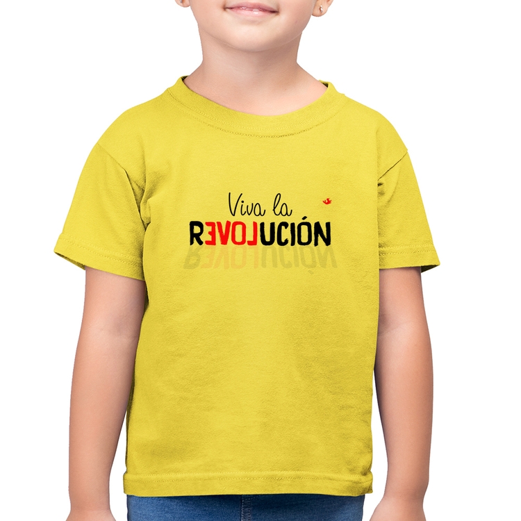 Camiseta Algodão Infantil Viva la Revolución - Amarelo Canário