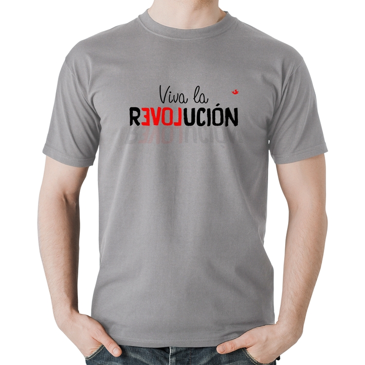 Camiseta Algodão Viva la Revolución - Cinza