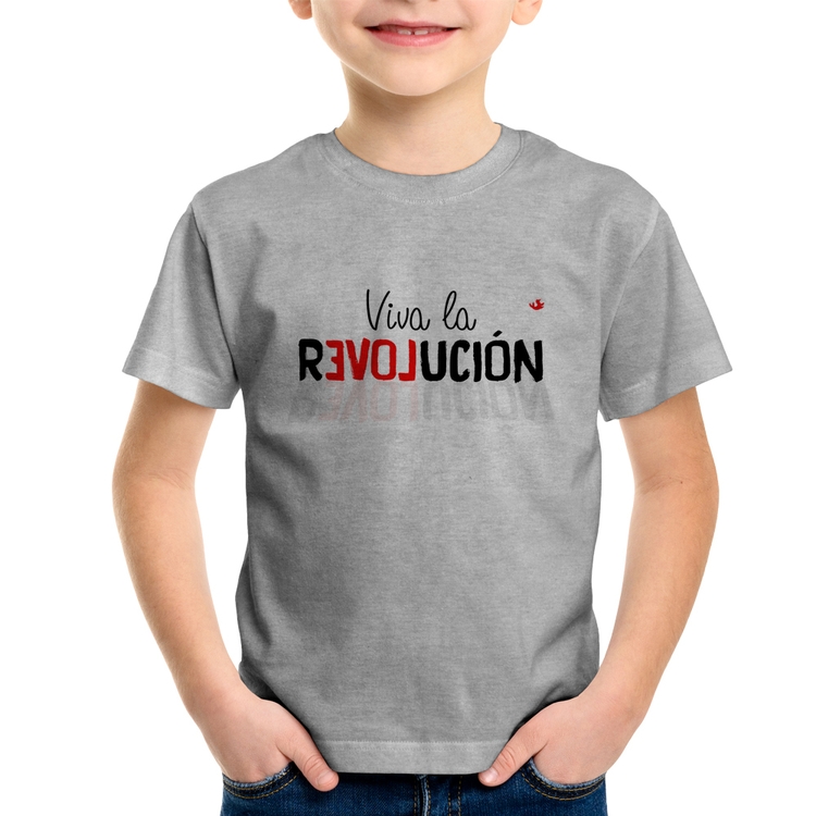 Camiseta Infantil Viva la Revolución - Cinza
