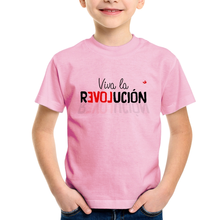 Camiseta Infantil Viva la Revolución - Rosa Bebê