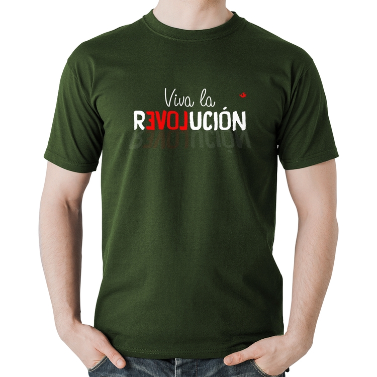 Camiseta Algodão Viva la Revolución - Musgo