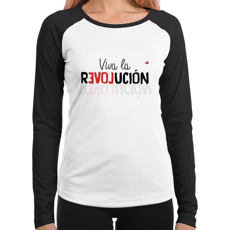 Baby Look Raglan Viva la Revolución Manga Longa