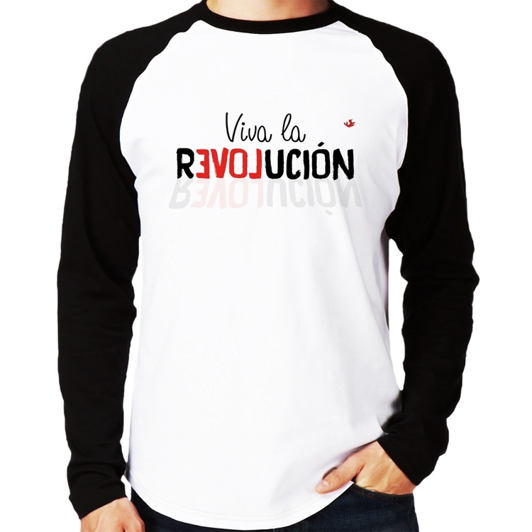 Camiseta Raglan Viva la Revolución Manga Longa