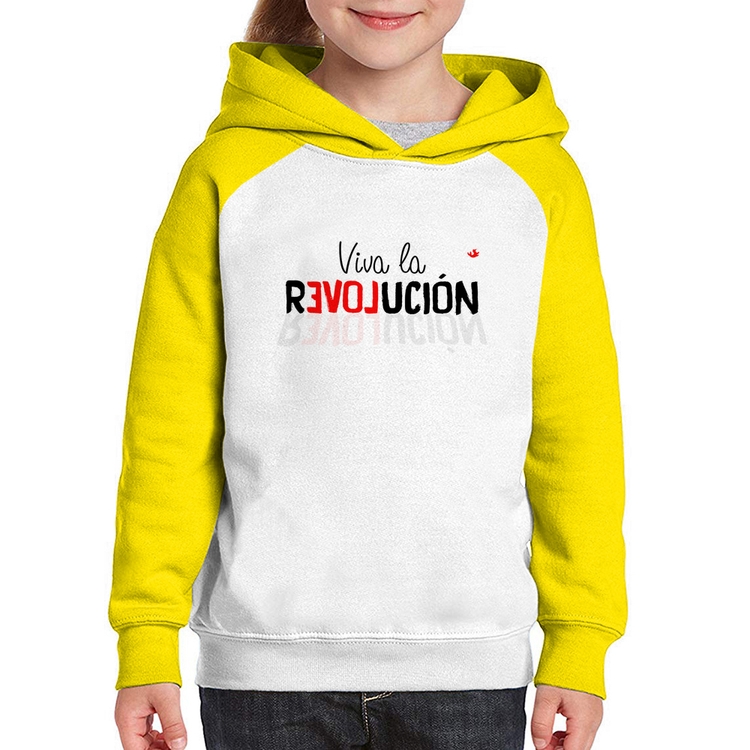 Moletom Infantil Viva la Revolución - Branco/Amarelo