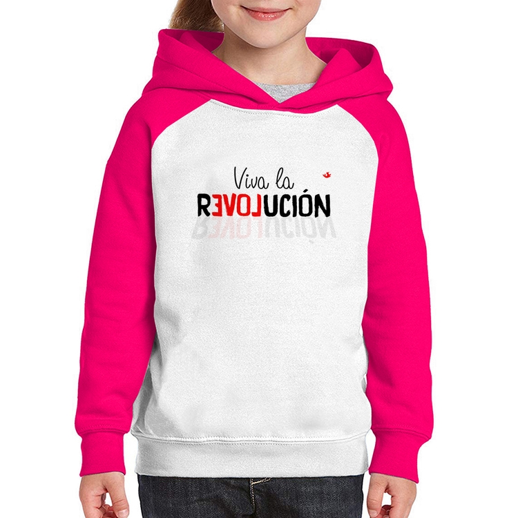 Moletom Infantil Viva la Revolución - Branco/Rosa