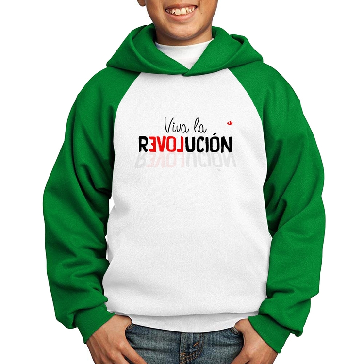 Moletom Infantil Viva la Revolución - Branco/Verde