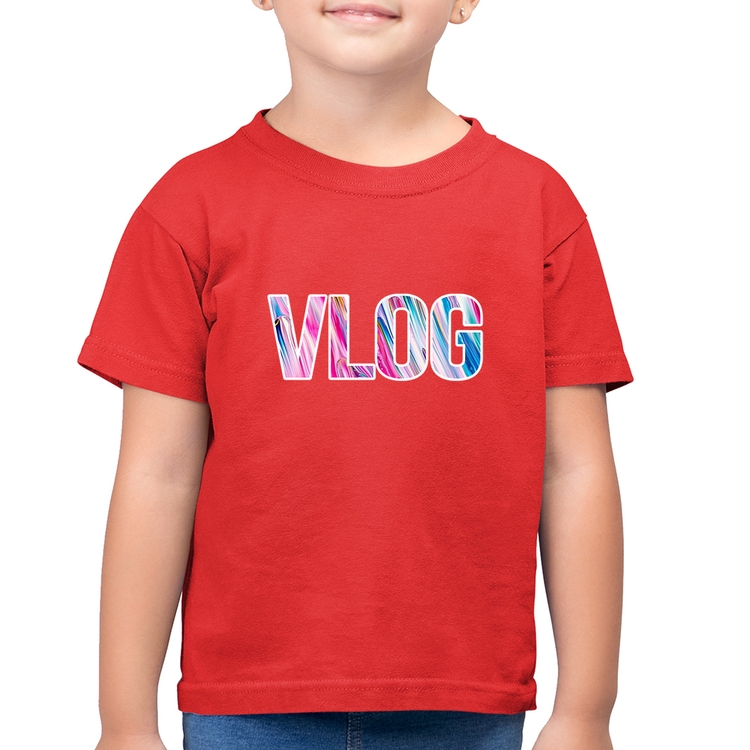 Camiseta Algodão Infantil Vlog - Vermelha