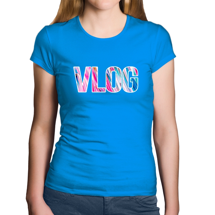 Baby Look Algodão Vlog - Azul