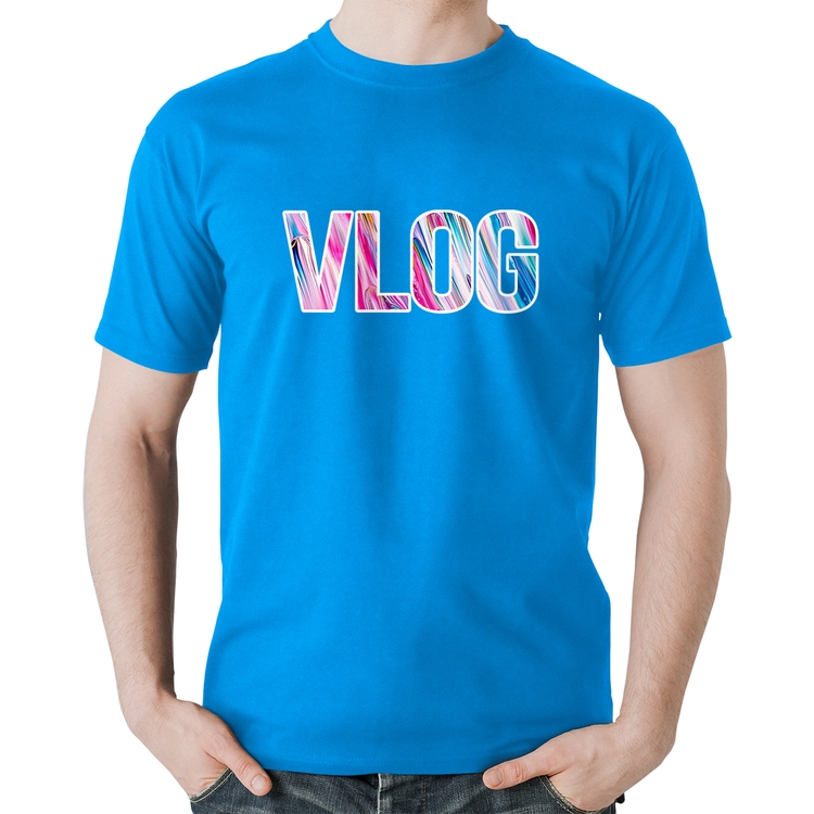 Camiseta Algodão Vlog - Azul