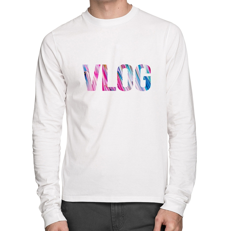Camiseta Algodão Vlog Manga Longa - Branca