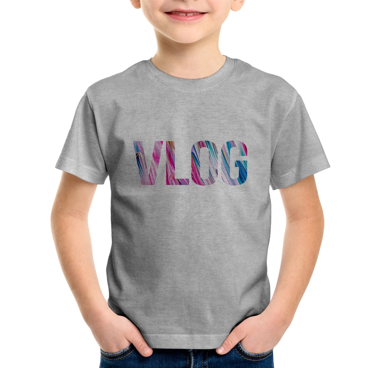 Camiseta Infantil Vlog - Cinza