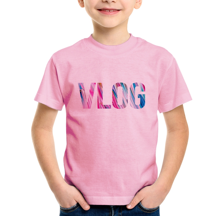 Camiseta Infantil Vlog - Rosa Bebê