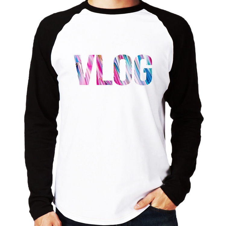 Camiseta Raglan Vlog Manga Longa