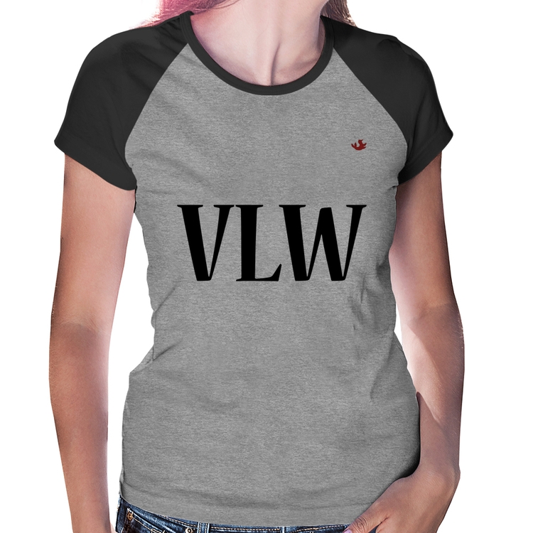 Baby Look Raglan VLW - Cinza/Preto