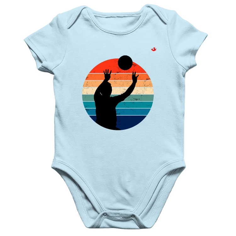 Body Bebê Algodão Vôlei Vintage Sunset - Azul Bebê