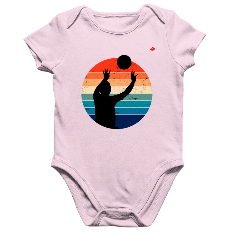 Body Bebê Algodão Vôlei Vintage Sunset - Rosa Bebê