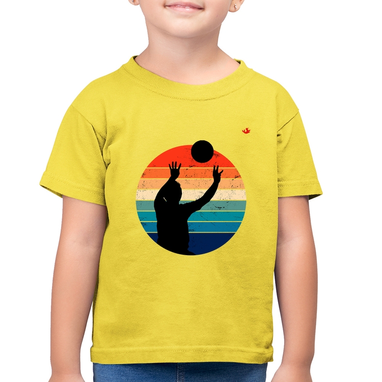 Camiseta Algodão Infantil Vôlei Vintage Sunset - Amarelo Canário