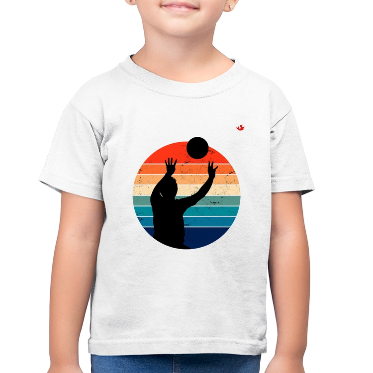 Camiseta Algodão Infantil Vôlei Vintage Sunset - Branca