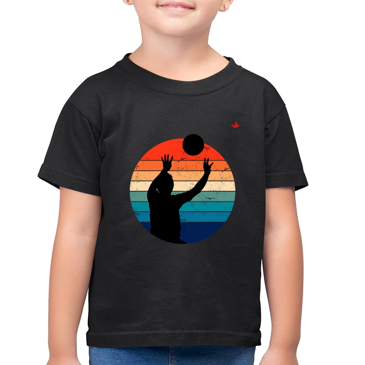 Camiseta Algodão Infantil Vôlei Vintage Sunset