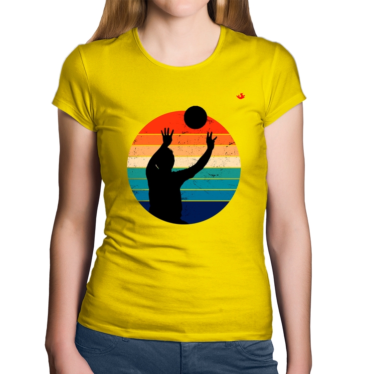 Baby Look Algodão Vôlei Vintage Sunset - Amarela