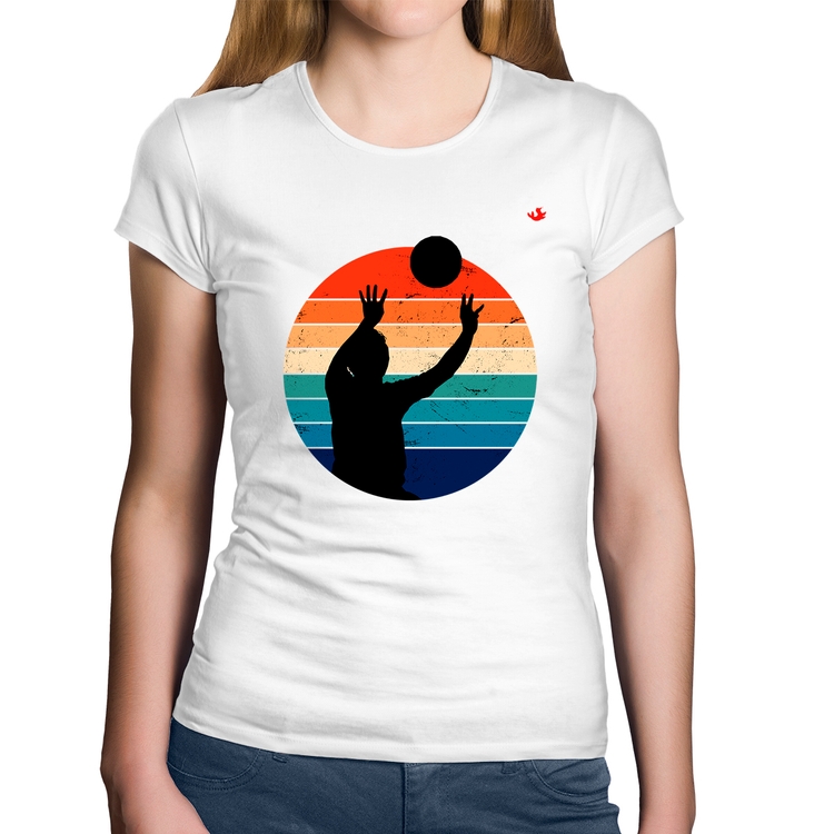 Baby Look Algodão Vôlei Vintage Sunset - Branca