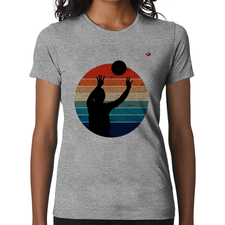 Baby Look Vôlei Vintage Sunset - Cinza