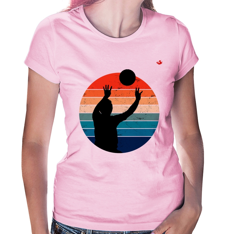 Baby Look Vôlei Vintage Sunset - Rosa Bebê