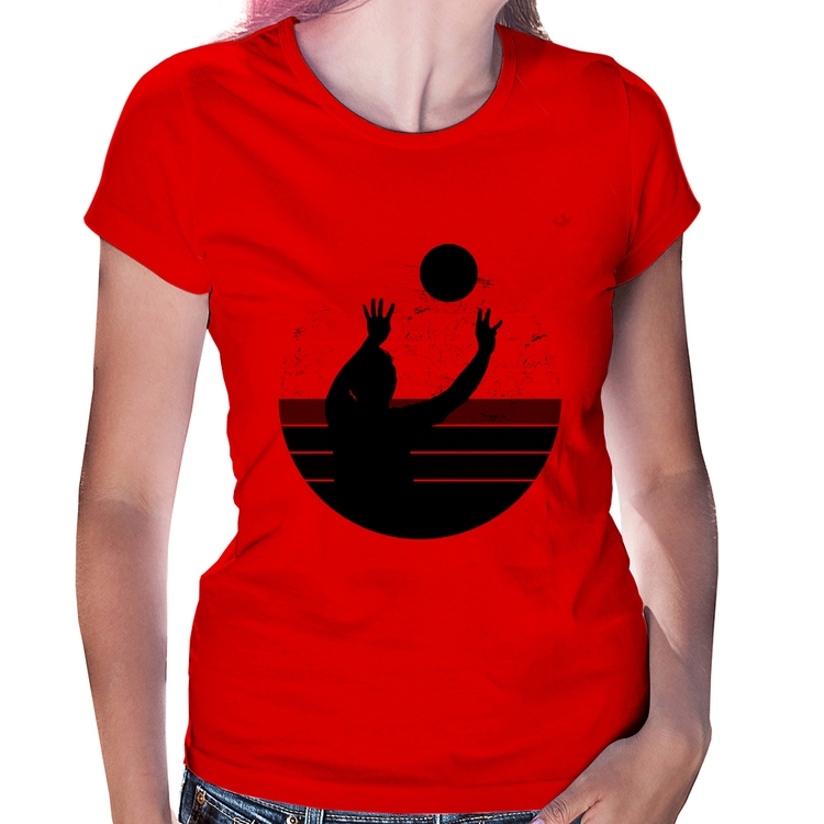 Baby Look Vôlei Vintage Sunset - Vermelha