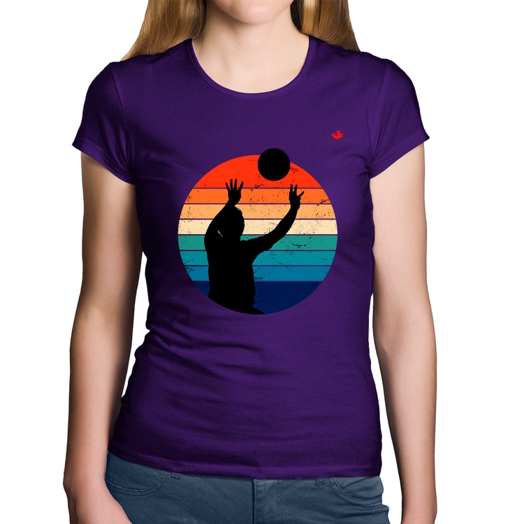 Baby Look Algodão Vôlei Vintage Sunset - Roxa