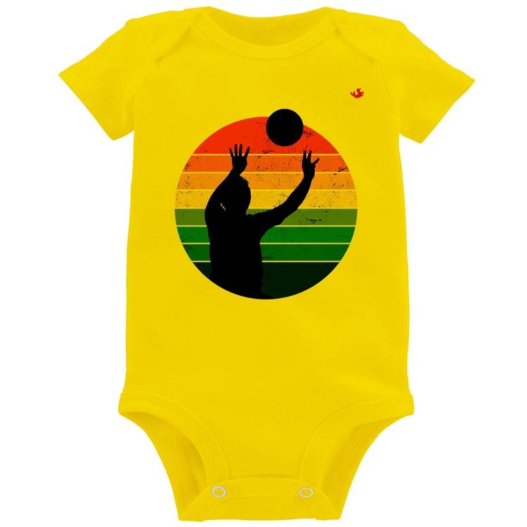 Body Bebê Vôlei Vintage Sunset - Amarelo