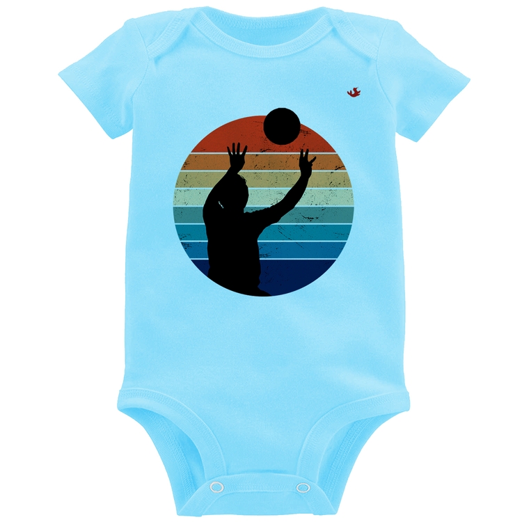 Body Bebê Vôlei Vintage Sunset - Azul Bebê