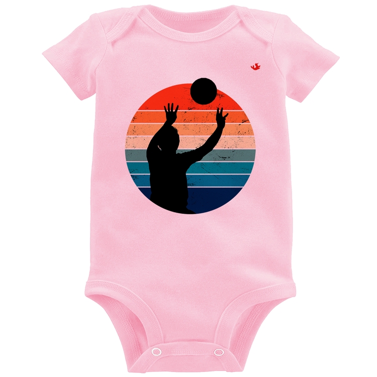 Body Bebê Vôlei Vintage Sunset - Rosa Bebê