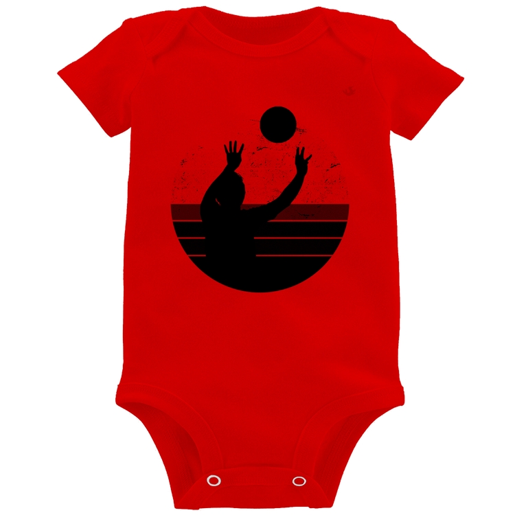 Body Bebê Vôlei Vintage Sunset - Vermelho
