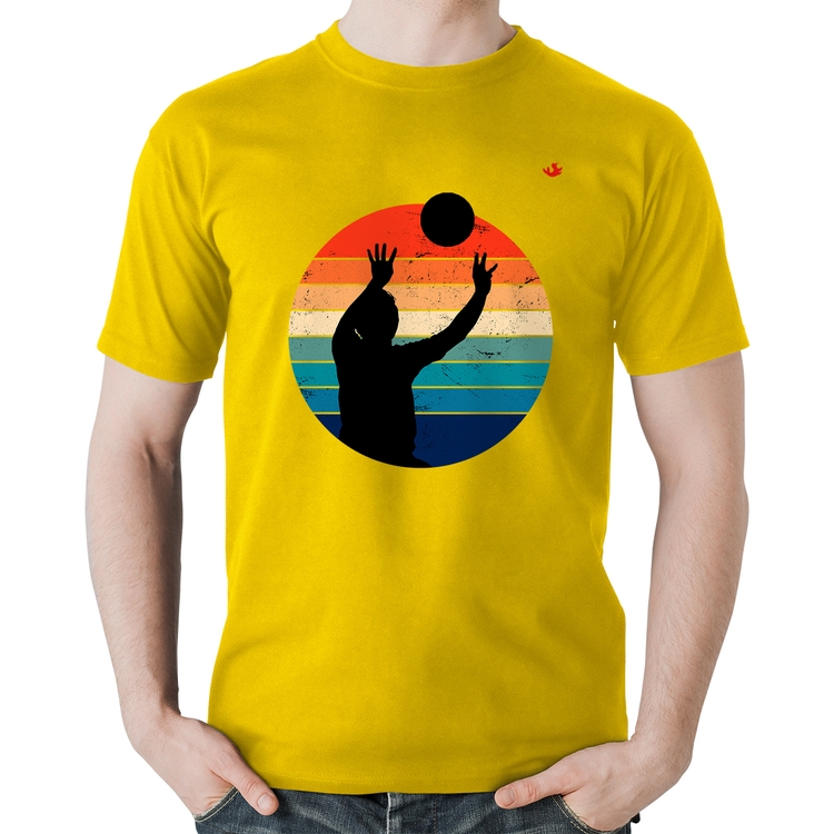 Camiseta Algodão Vôlei Vintage Sunset - Amarela