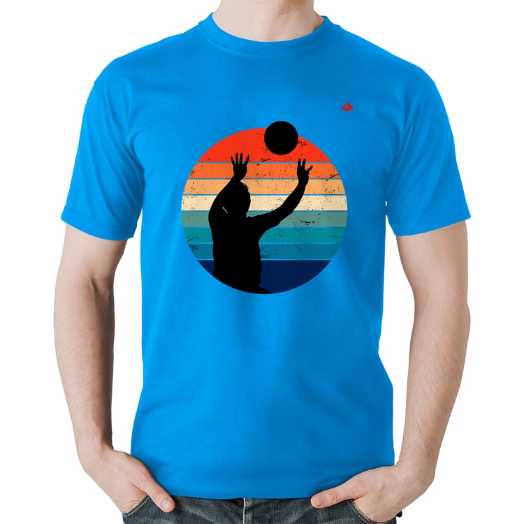 Camiseta Algodão Vôlei Vintage Sunset - Azul
