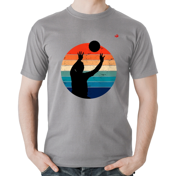 Camiseta Algodão Vôlei Vintage Sunset - Cinza