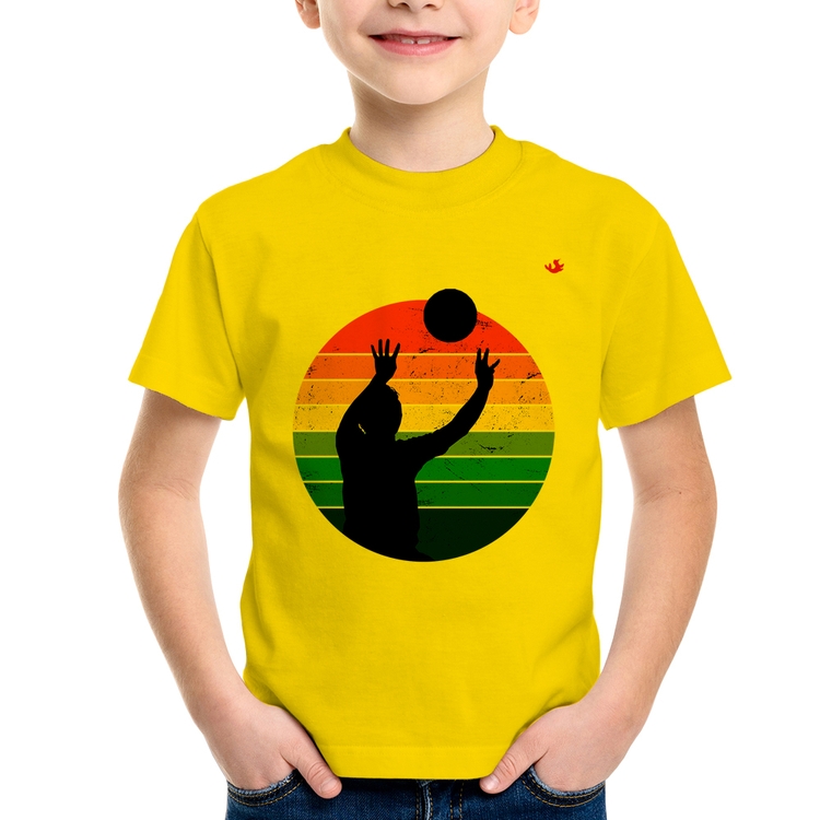 Camiseta Infantil Vôlei Vintage Sunset - Amarela