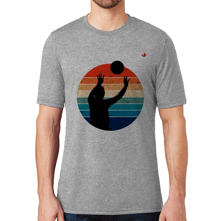Camiseta Vôlei Vintage Sunset - Cinza