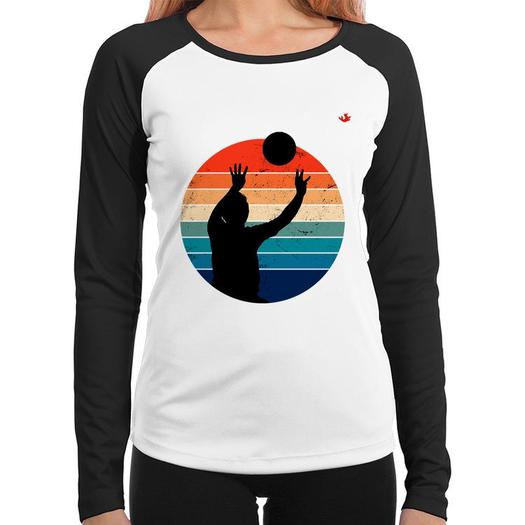 Baby Look Raglan Vôlei Vintage Sunset Manga Longa