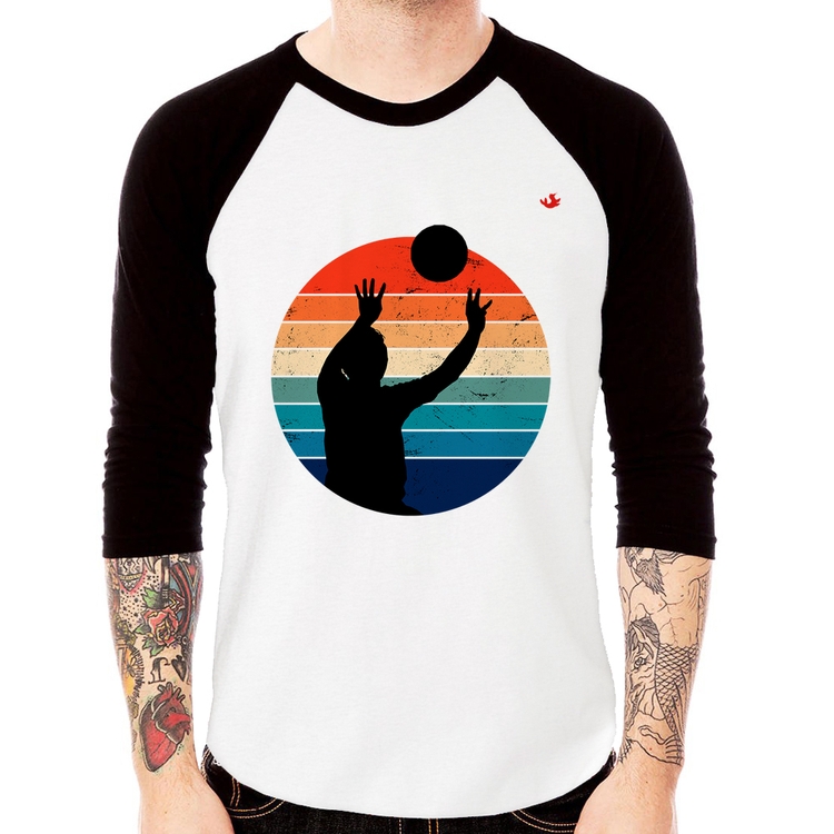 Camiseta Raglan Vôlei Vintage Sunset Manga 3/4