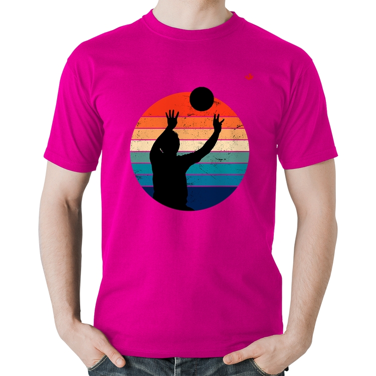 Camiseta Algodão Vôlei Vintage Sunset - Rosa