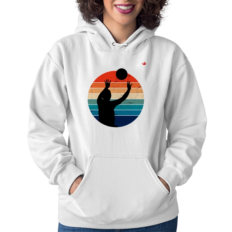 Moletom Feminino Vôlei Vintage Sunset - Branco