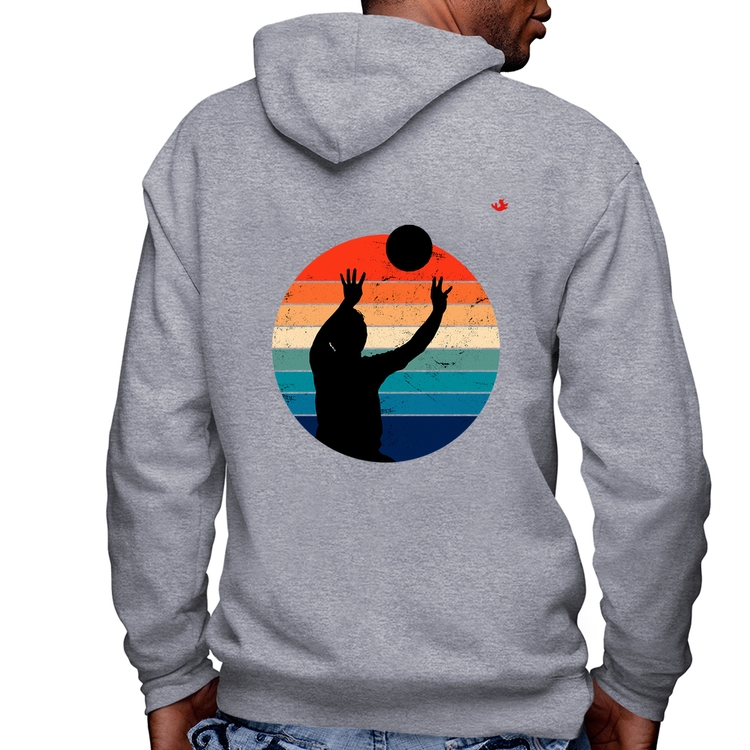 Blusa Moletom Vôlei Vintage Sunset Masculina com Capuz e Zíper - Mescla