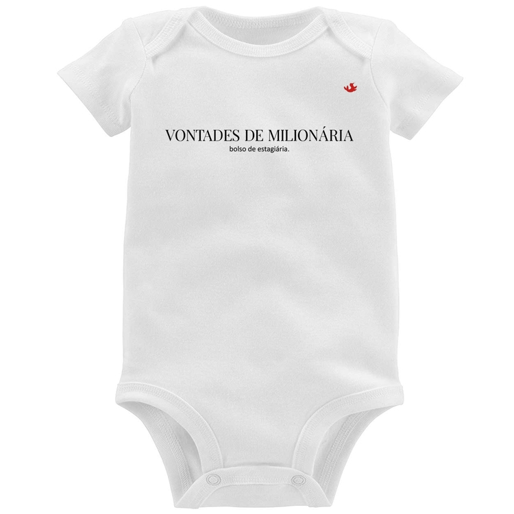 Body Bebê Vontades de milionária, bolso de estagiária